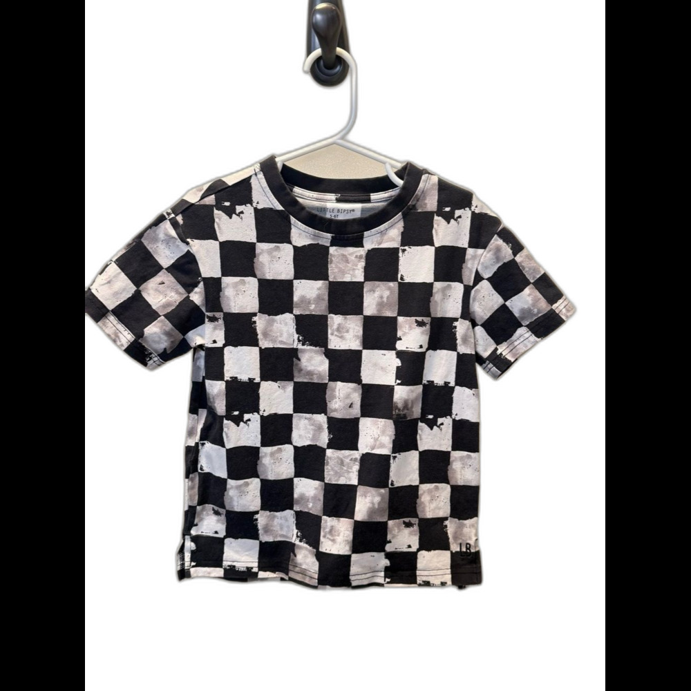 Little Bipsy Boys Black & White Checkerboard Short Sleeve Tee 5/6T